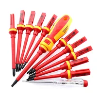 Electrician Repair Tools Kit 13pcs 1000V Changeable Insulated Screwdrivers Set with Magnetic Slotted Phillips Pozidriv Torx Bits 2