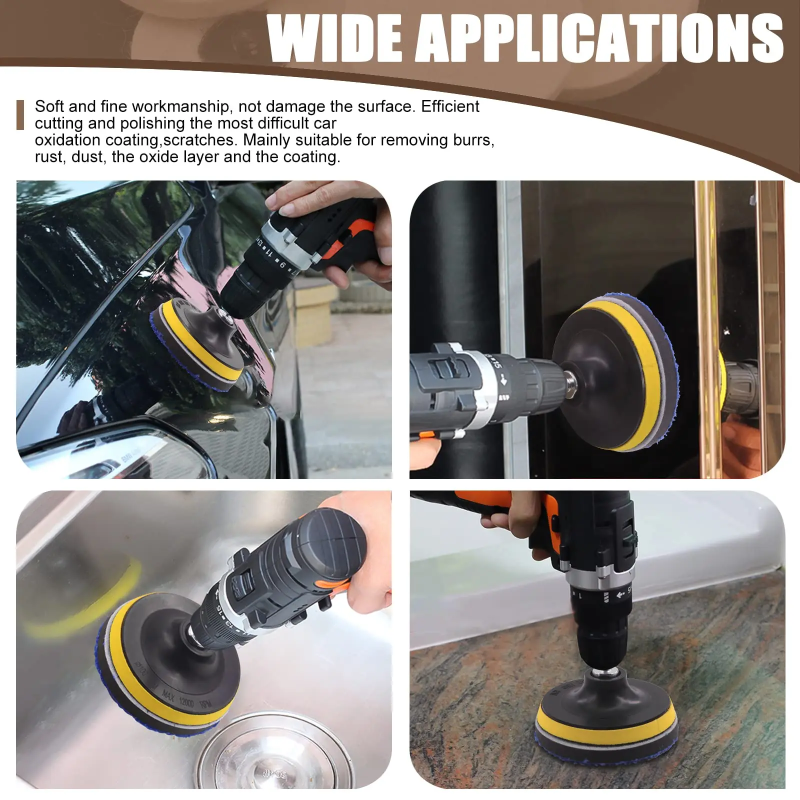 3/4/5/6/7 Inch Removing Wax er Pads Microfiber Polishing Pad Replaceable ing Pads For DA/RO Polisher Car Wash Clean