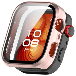 Protective PC Case with HD Tempered Glass Screen and All - Around Bumper Cover for Huawei Fit 4 Pro (Official Pink)