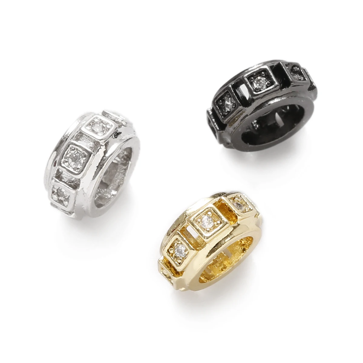 

New Design Tire Round Beads DIY For Making Bracelet Necklace Jewelry Brass Accessories Universal Inlaid Zirconium Beads