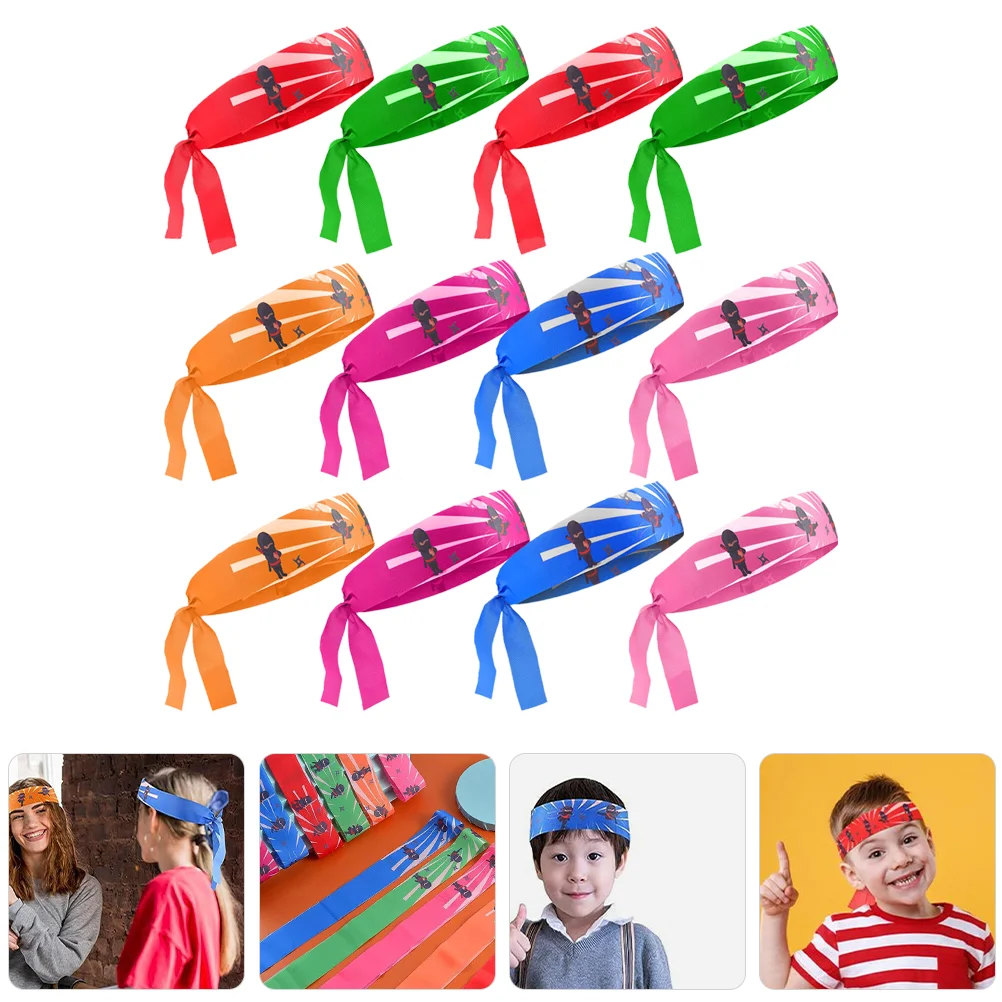

12 Pcs Ninja Headband Headbandzame Child Sports Kid Headbands Reusable Japanese Cloth For