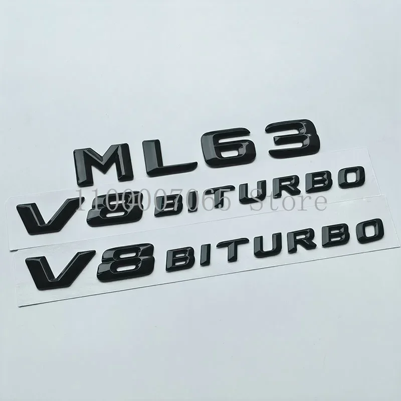 2015 Lettere 3D Nere Lucide Ml63 V8 Biturbo Top Emblema Abs Per Mercedes Benz Amg Car Side Fender Trunk Targhetta Logo Sticker