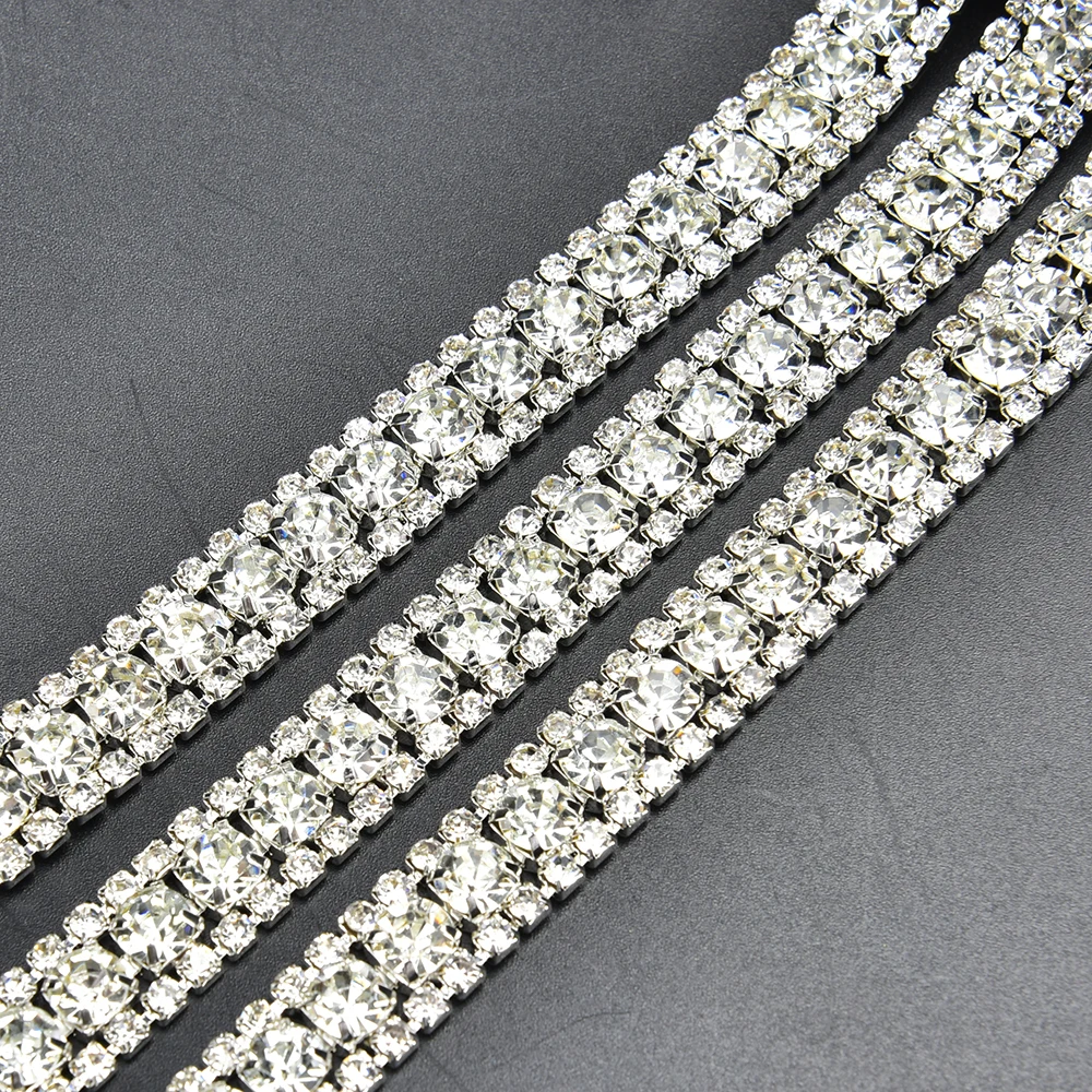 KAOYOO Clear Crystal Bead Chain Trim - 33 Feet For DIY & Wedding Decor