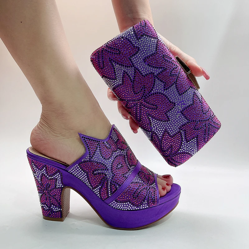 Fashionable Top Italian Designers 2023 Luxury And Elegant Clutch Bag Bright Diamond Summer Party Women's Shoes With High Heels