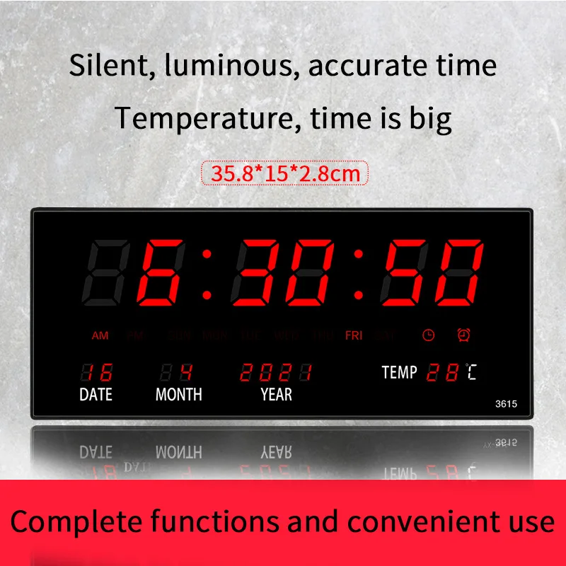 Luminous Electronic Wall Clock Alarm Hourly Chiming Temperature Calendar Table Clocks with EU/UK/US/AU Plug Digital LED Clocks