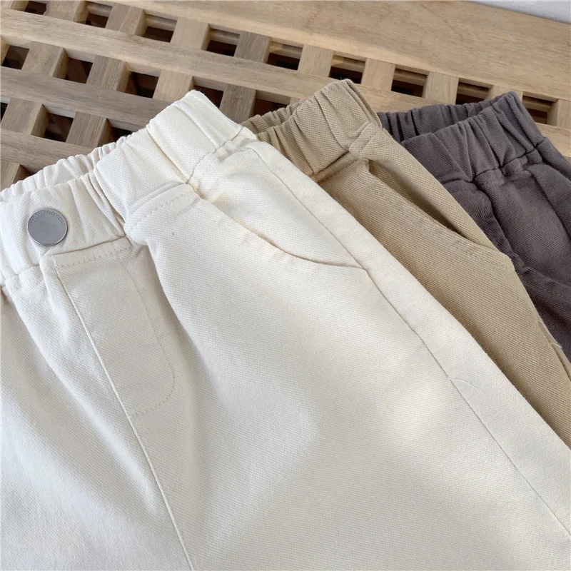  패션 어린이 긴 바지,  소년 소녀 바지, 포켓 솔리드 키즈 캐주얼 카고 바지, 2-6 세