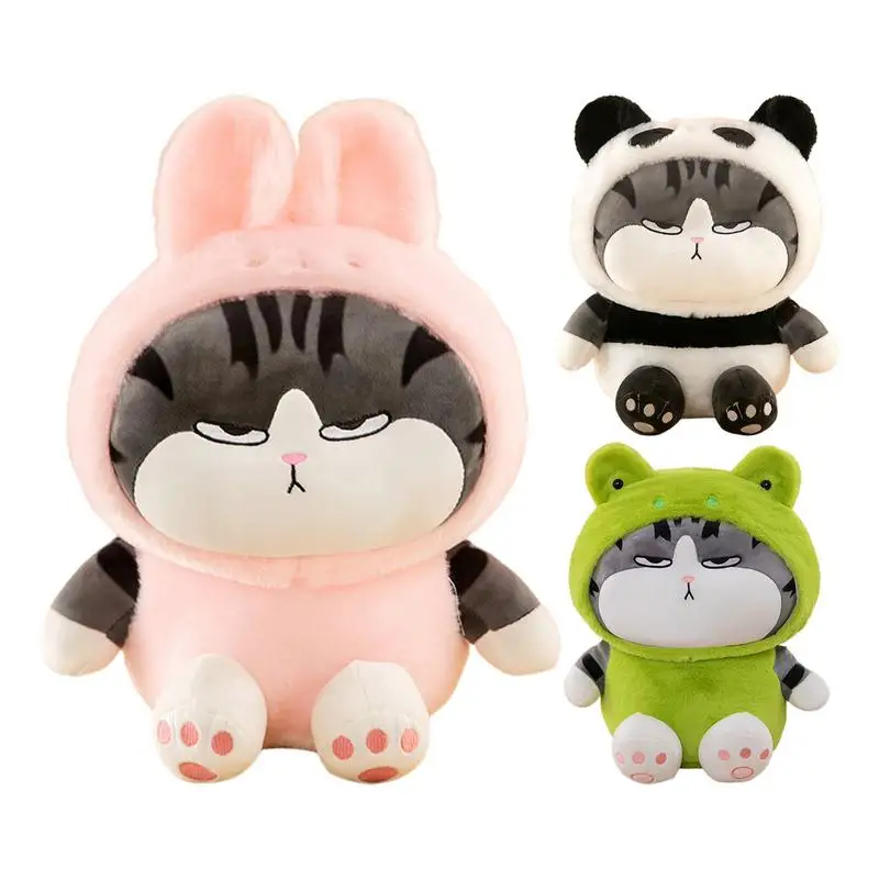 

Cat Pillow Plush Stuffed With Rabbit Hat Cute Hug Plush Doll Toys Soft Comfortable Doll Stuffed Animal Doll Birthday for Gifts