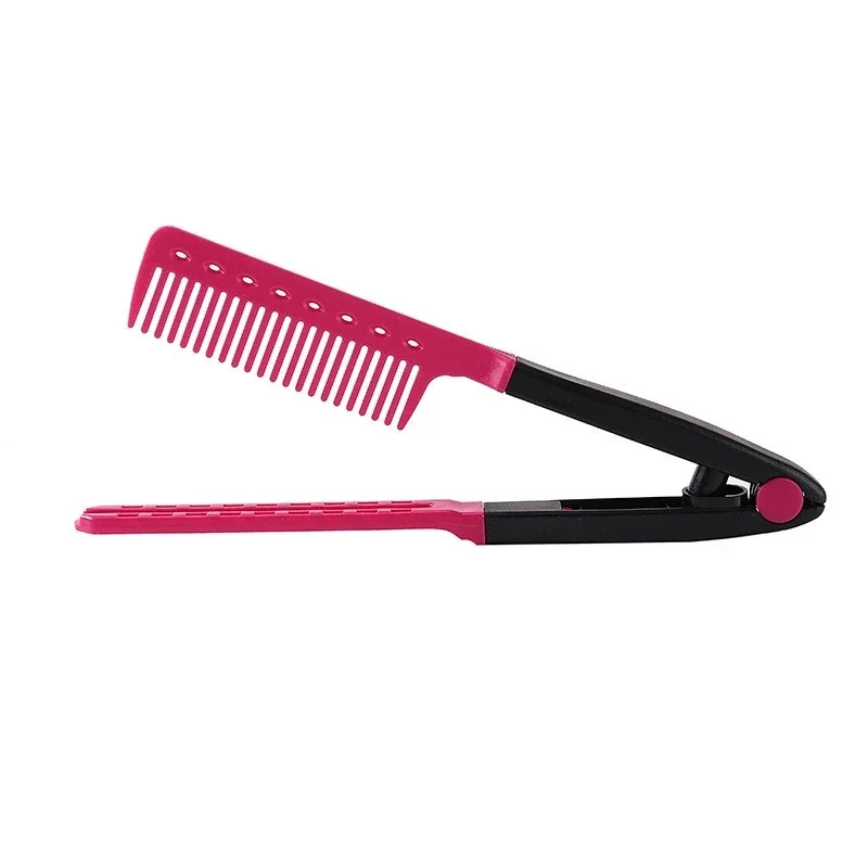 Professional V-Shaped Straightening Brush for Real Hair and Salon Use