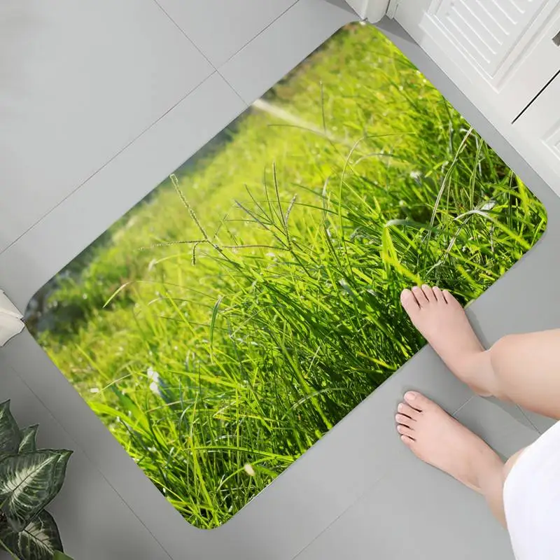 녹색 잔디 프린트 플랜지, 마주 보는 바닥 매트, 욕실 장식 카펫, 미끄럼 방지 거실 주방 문짝