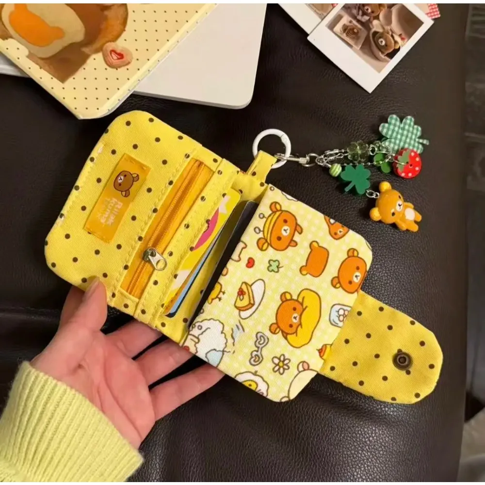 Mini Portafoglio Coreano a Forma di Orso, Adorabile Portamonete Corto, Porta Carte Multi-slot, Portachiavi Portatile per Studenti, Dolce Regalo di Compleanno