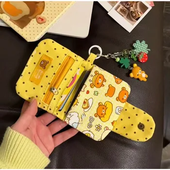 Mini Portafoglio Coreano a Forma di Orso, Adorabile Portamonete Corto, Porta Carte Multi-slot, Portachiavi Portatile per Studenti, Dolce Regalo di Compleanno