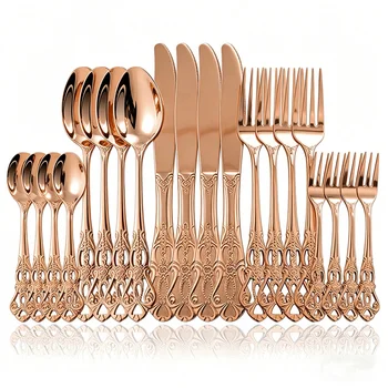Set di posate da 20 pezzi in acciaio inossidabile color oro rosa, coltello, forchetta, cucchiaio, posate da tavola, stoviglie da cucina