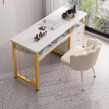 Stoccaggio Stazione da scrivania per unghie singola Forniture per cassetti Attrezzatura da scrivania per unghie di bellezza nordica Mobili per salone di lusso Mesa Para Manicura