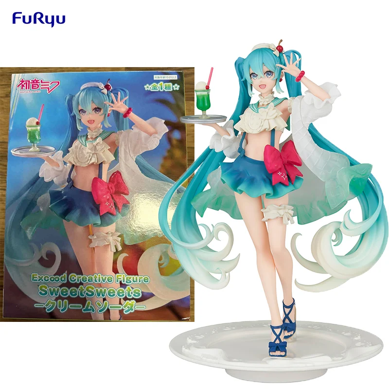 

В наличии Furyu Exceed креативные фигурки sweetsweet Hatsune Miku Дыня газированная поплавок ПВХ аниме экшн-фигурки коллекционные игрушки