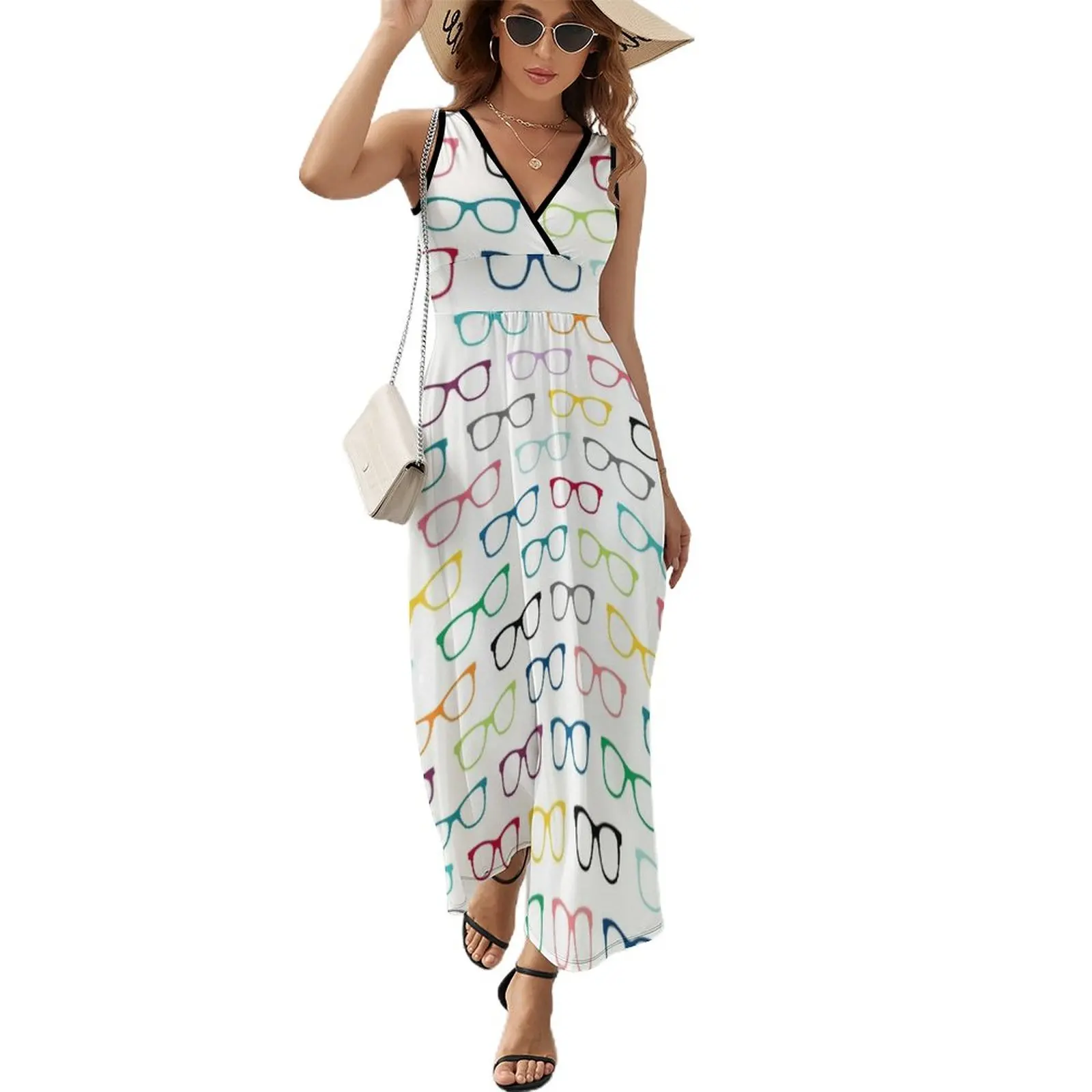

Hipster Glasses Geek Pattern Sleeveless Dress Women's summer dresses Women's dresses prom dresses beach dress