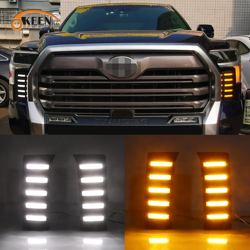 

2Pcs For Toyota Tundra 2022 2023 Car Daytime Running Light LED DRL Streamer Turn Signal Headlight Auto Modification Accessories