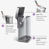 Hands-Free Kitchen Trash Can 45L Rectangular Soft-Close Lid Brushed Stainless Steel Step Pedal Silent Close Liner Pocket Durable 4