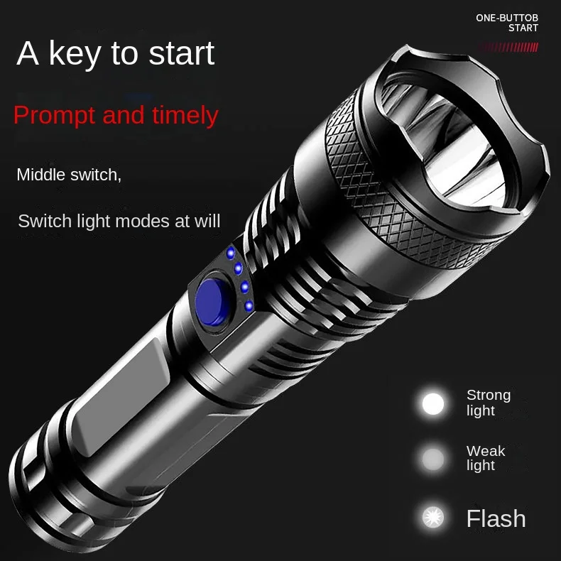 Description Picture 2 of itemLED convenient Flashlight illuminates outdoor strong light and long-distance USB charging multi-function light