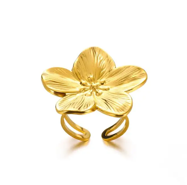Bagues géométriques en acier inoxydable pour femmes, Texture minimaliste, couleur or, ouverture de Couple, bijoux esthétiques de mariage et de noël