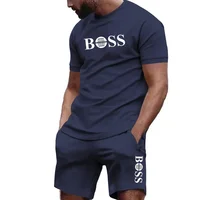 Ensemble de vêtements de sport pour homme en deux pièces, t-shirt à manches courtes et pantalon, vêtements de sport pour la course à pied et le fitness, été 2026, grande réduction 1