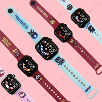 Disney Watch Spiderman Frozen Elsa Mickey Kids Watch Print Strap Button LED Square Waterproof Electronic Watch Boys Girls Gifts 1