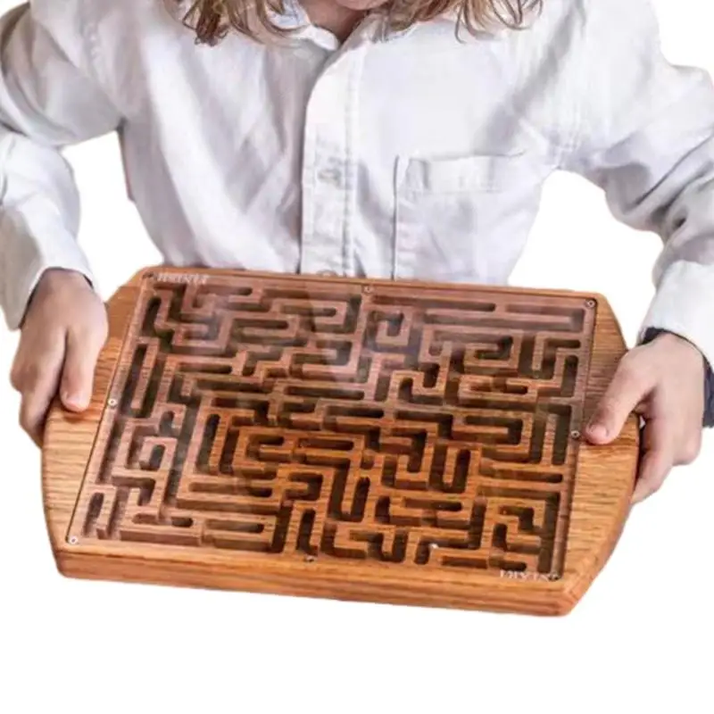 

Wooden Square Maze Board Educational Toy Brain Game Challenge Toy 3D Wooden Balance Training Toy Develop Intelligence Toy
