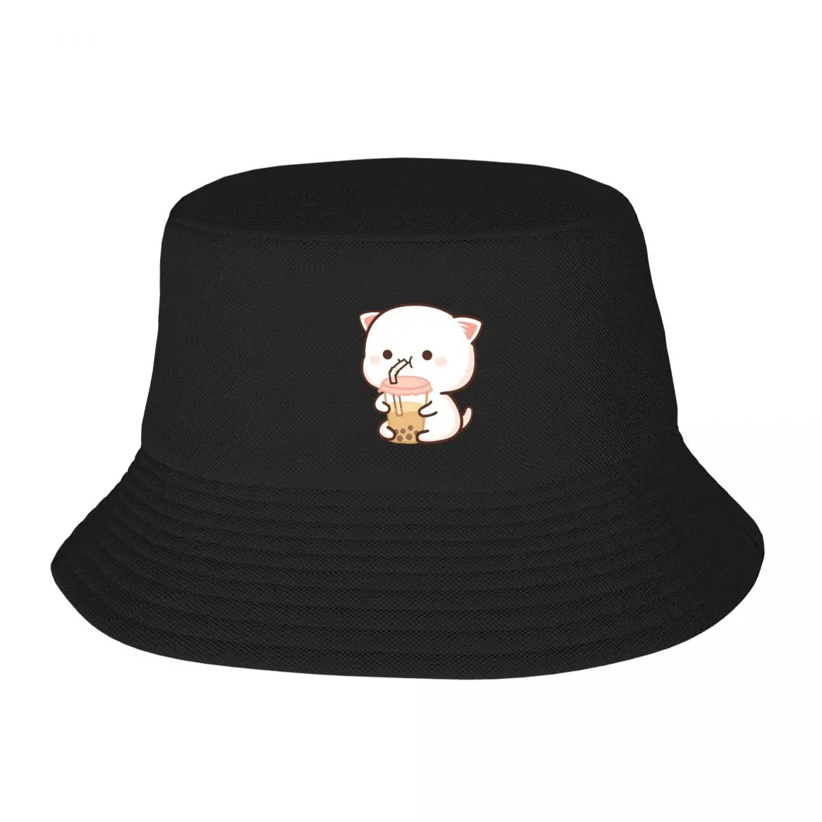 Peach And Goma Mochi Cat Bubble Tea Cappello Da Pescatore Per Adulti Bob Cappelli Da Pescatore Uomo Donna Berretti Cappello Da Pescatore Ragazza Cappe