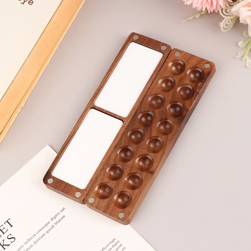 Portable Travel Wooden Watercolor Paint Palette Oil Paints Tray Box