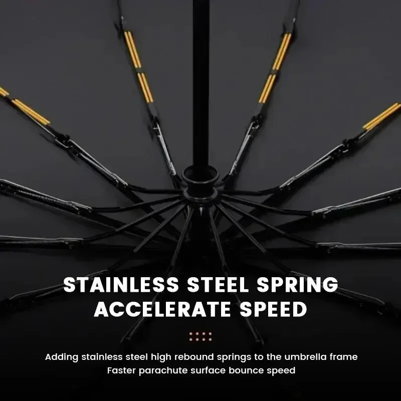 12 BONE FULLY AUTOMATIC ANTI STORM UMBRELLA Thick And Durable Keel Three Fold Umbrella UV Resistant Folding Umbrella