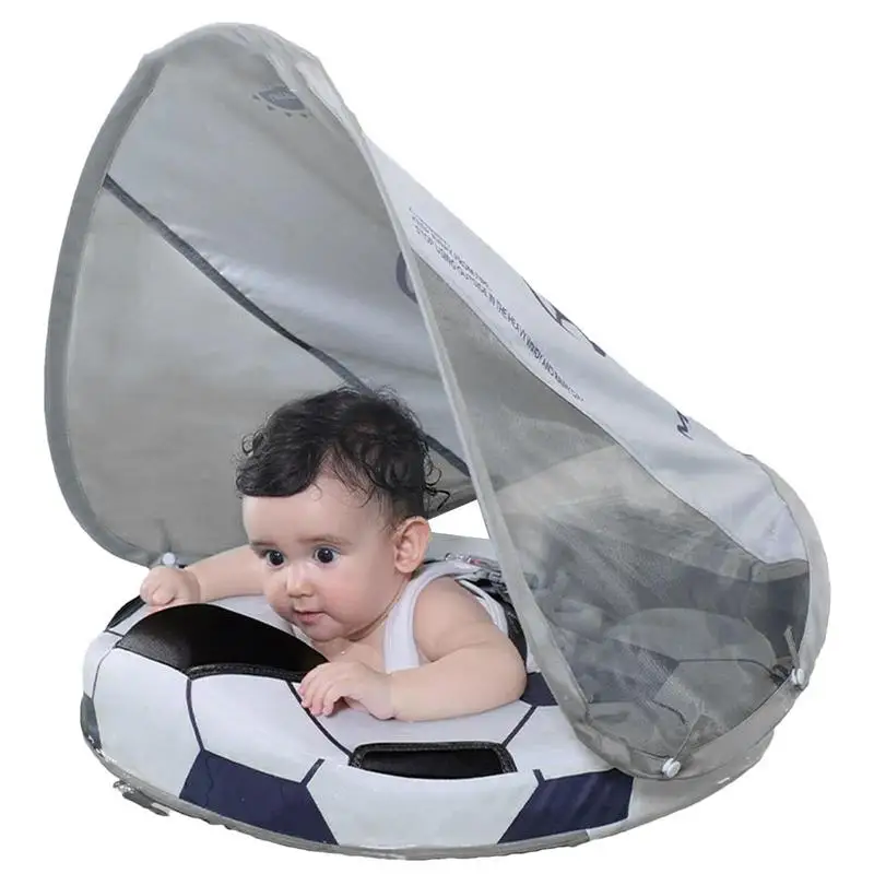 

Babies Swimming Float For Pool Non-Inflatable Swimming Pool Rings With Detachable Tail & Sun Canopy For Girls Boys Beach