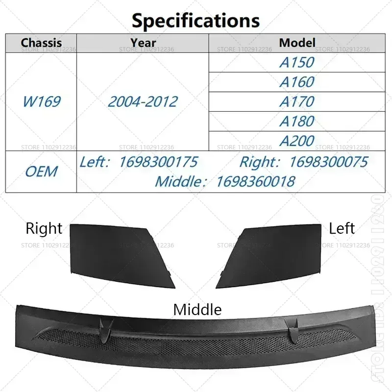 Mercedes Benz A Class A150 A160 A170 A180 A200 Front Hood Vent Cover Grille 2004-2012