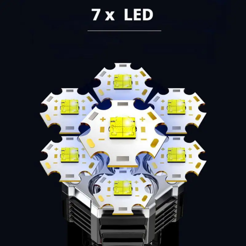 고출력 LED Cob 사이드 라이트, 경량 야외 조명, ABS 소재 토치, 7LED 충전식 손전등, 강력한 손전등