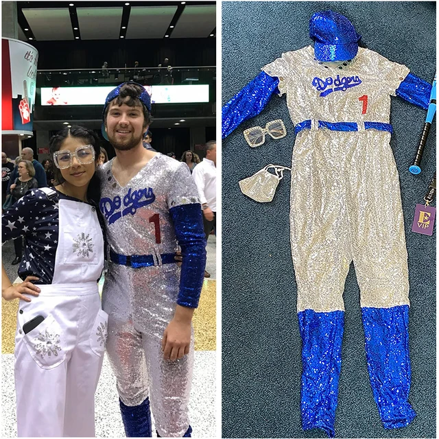 Elton John Dodgers Cosplay Costume Rocketman Baseball Uniform Jumpsuit Hat  Halloween Party Costumes Outfit for Women Men - AliExpress