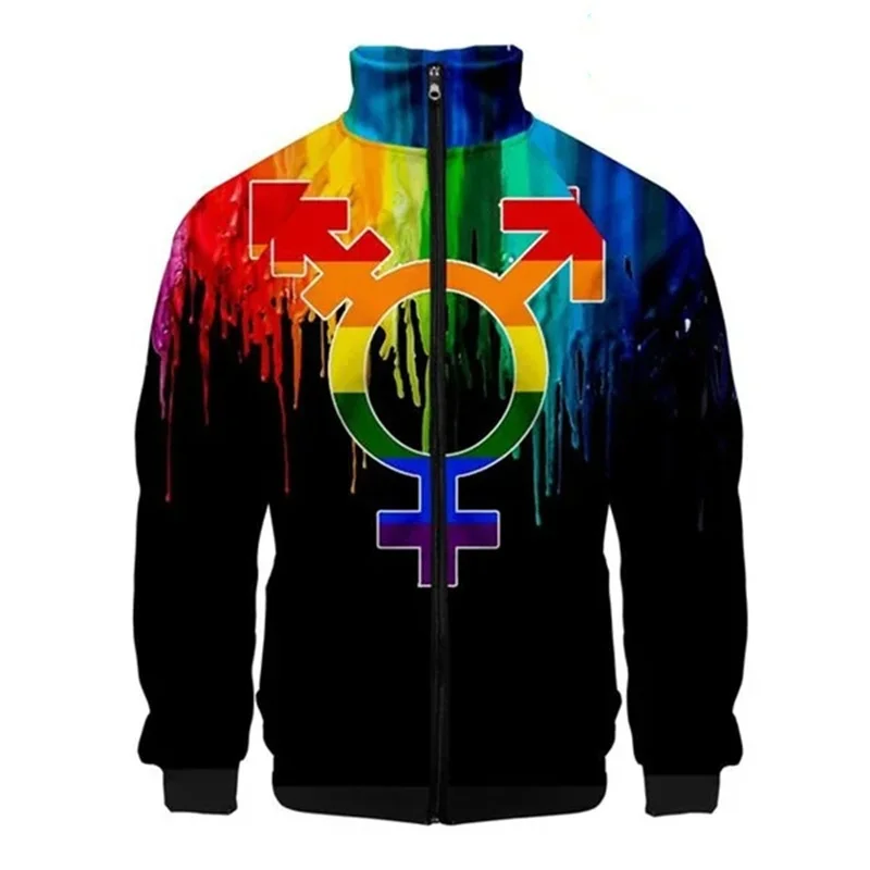 thumbnail image 1 of Nueva chaqueta con cremallera y estampado 3D de arcoíris LGBT para hombre y mujer, sudadera para el día del orgullo gay, tops de primavera y otoño, ropa de calle transpirable, 1 of 4