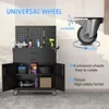 H Workbench Mobile Tool Cart,Garage Workbench with 4 Wheels,Metal Storage Cabinet with 2 Drawers&2 Doors and 1 Adjustable 4