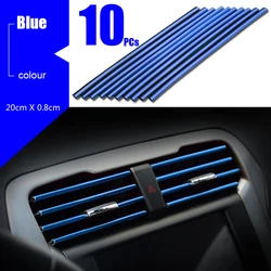 10-Piece Chrome-Plated U-Shaped Decorative Air Vent Trim Set (Blue)