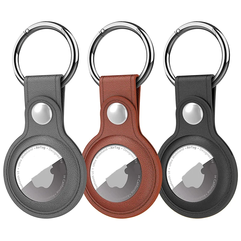 

Leather Keychain for Apple Airtags Case protector Cover Bumper Shell Tracker Anti-scratch Air Tag Key Ring Holder Accessories