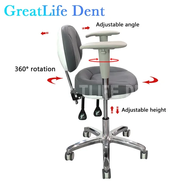 GreatLife Dent Dentist Seat Oral Doctor Back Stool Lifting Bar Rotating Swivel Beauty Salon Lab Chair With Armrest Furnture
