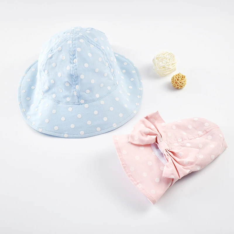 Spring And Summer Children's Cotton And Linen Dot Half Sun Cap With Bow In The Big Kids Soft Peaked Hat Baby Accessories