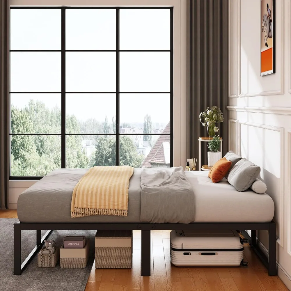 18 Inch Queen Bed Frame, No Box Spring Needed, Heavy Duty Metal Platform Queen Size Bed Frame 4
