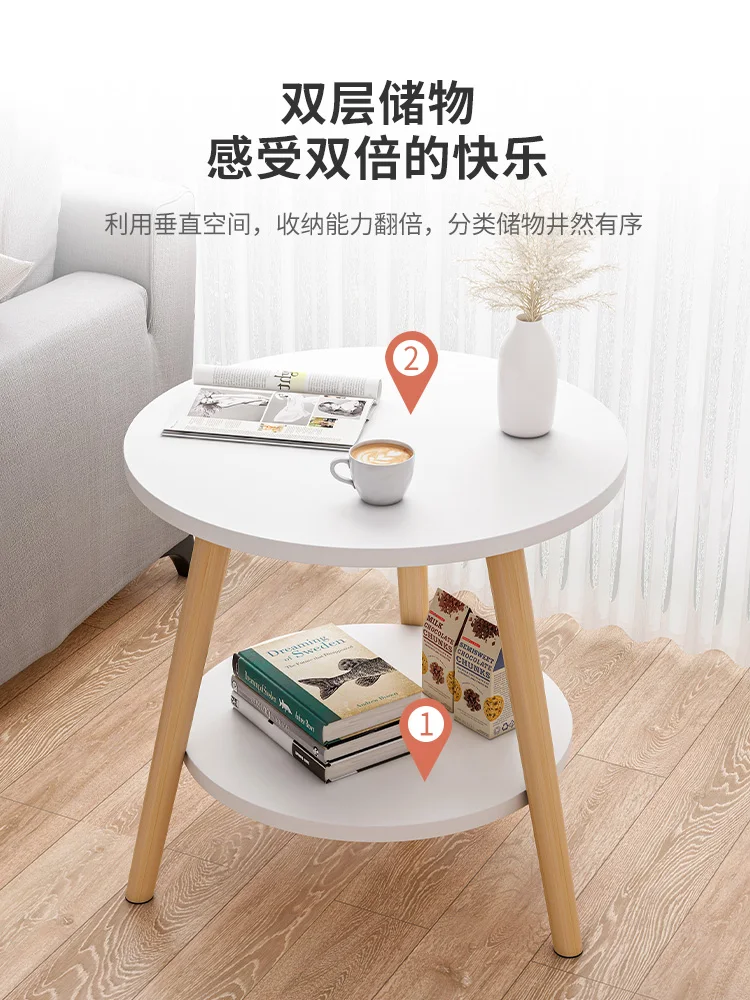 Sofa Side Table Mini Coffee Table Corner Table Small Round Tables Living Room Simple Moving Side Desk Bedside Small Mesa Mobile