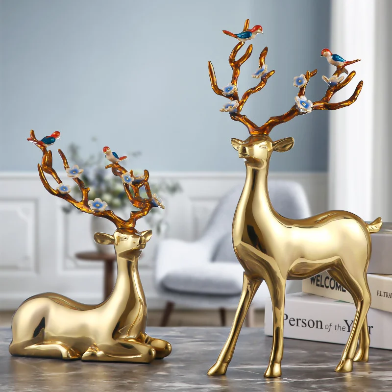 

Enamel color Sika Deer ornaments crystal desktop creative living room home decoration TV cabinet wine cabinet