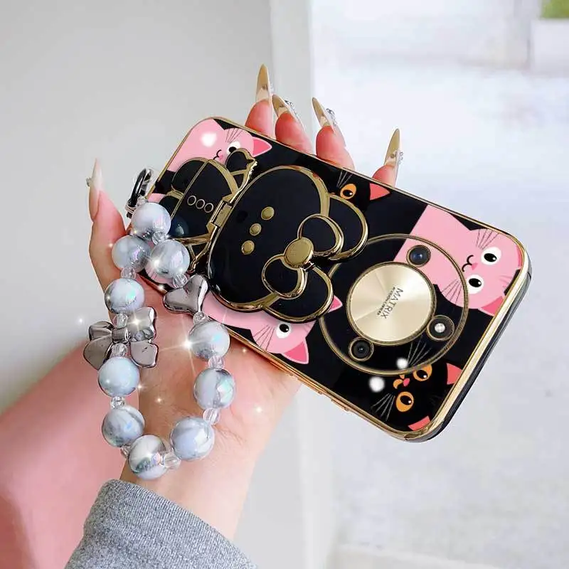3-Piece Pink Heart Phone Case Set with Lanyard and Stand