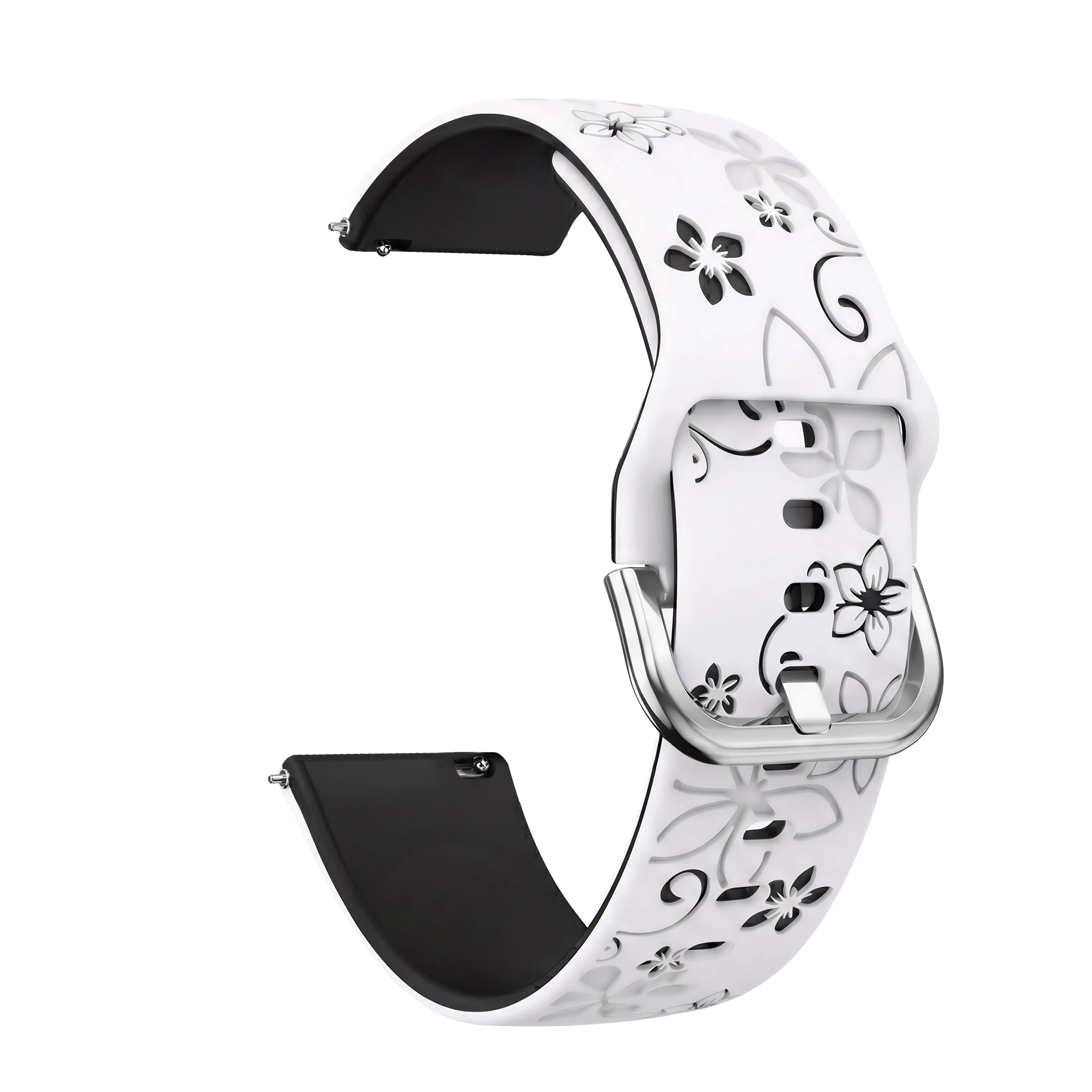 Engraved Breathable 18mm Silicone Watch Strap