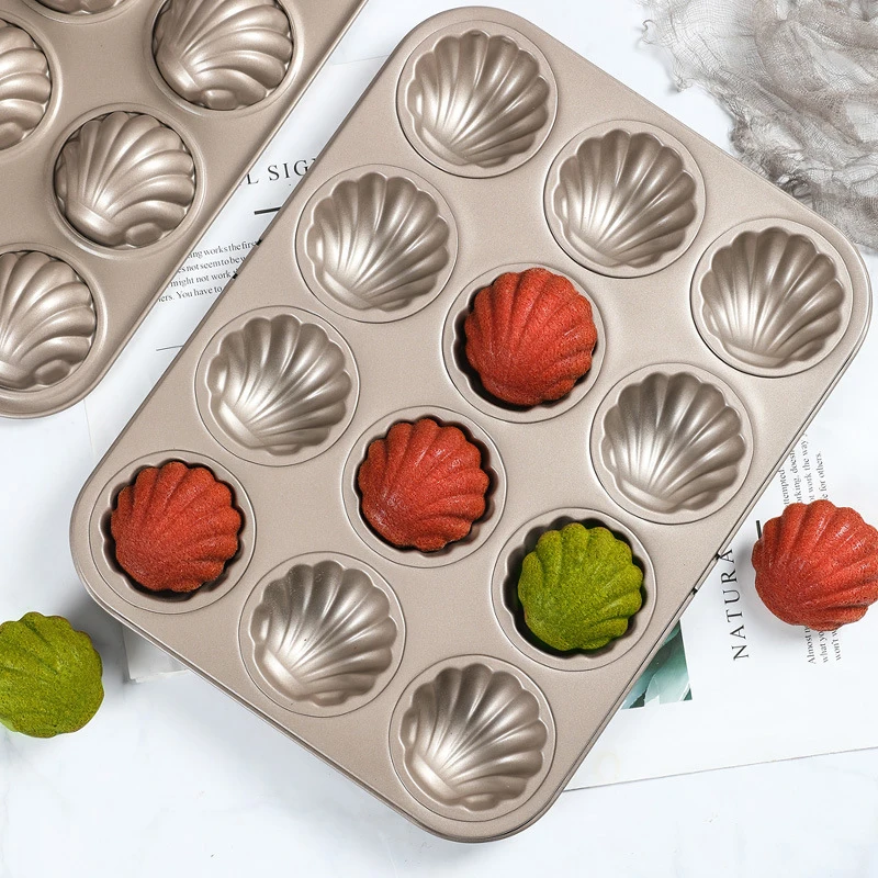 6/12 Hole Nonstick Madeleine Pan Heavy Duty Scallop Round Baking Pan