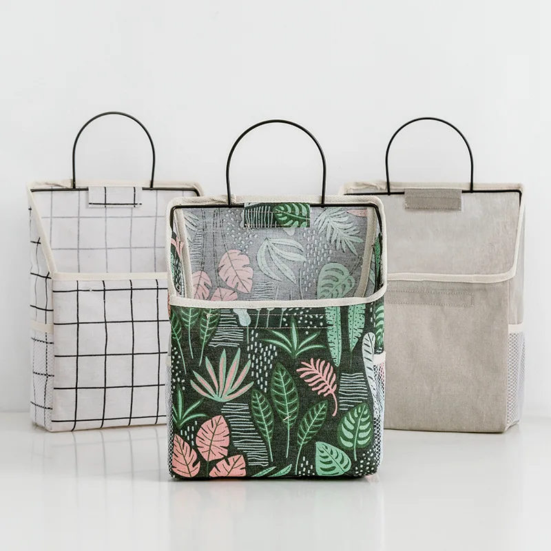 

Wall Hanging Storage Bag Linen Cloth Sundries Cotton Magazine Books Door Chairs Sofa Side Neatening Basket Dormitory Bathroom