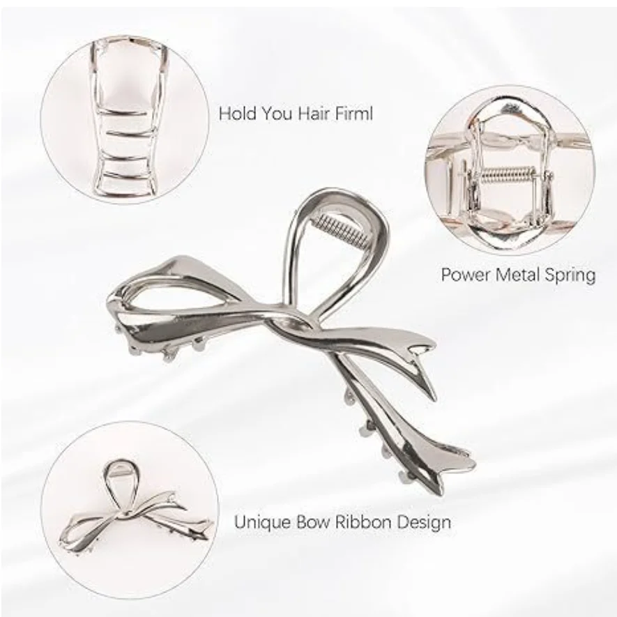 2025 Neue Vintage Haarspangen mit Schleifenband, exquisite Metall-Haarklammern, Haarnadeln für Damen, Haar-Accessoires, Haarspangen, Haifischklammern – Detail 6