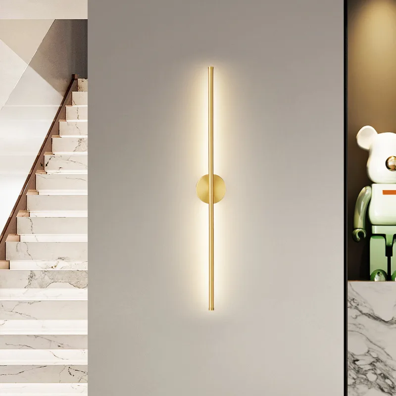 

Simple Long Strip Modern LED Wall Lamp Nordic Luxury Bedroom Bedside Lamp Living Room Background Wall Light Luster Fixtures