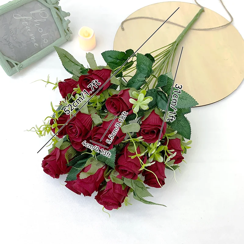 Silk Rose Artificial Flower Bouquet for Weddings and Events - 52cm Elegant Floral Arrangement and Home Decor Accessory