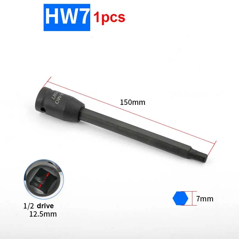 Description Picture 6 of item1pcs150mm Length CR-mo 1/2 Inch Drive Sockets H4-H12 Hex Screwdriver Bit set Hand Tools impact Socket Joint Hexagonal bits